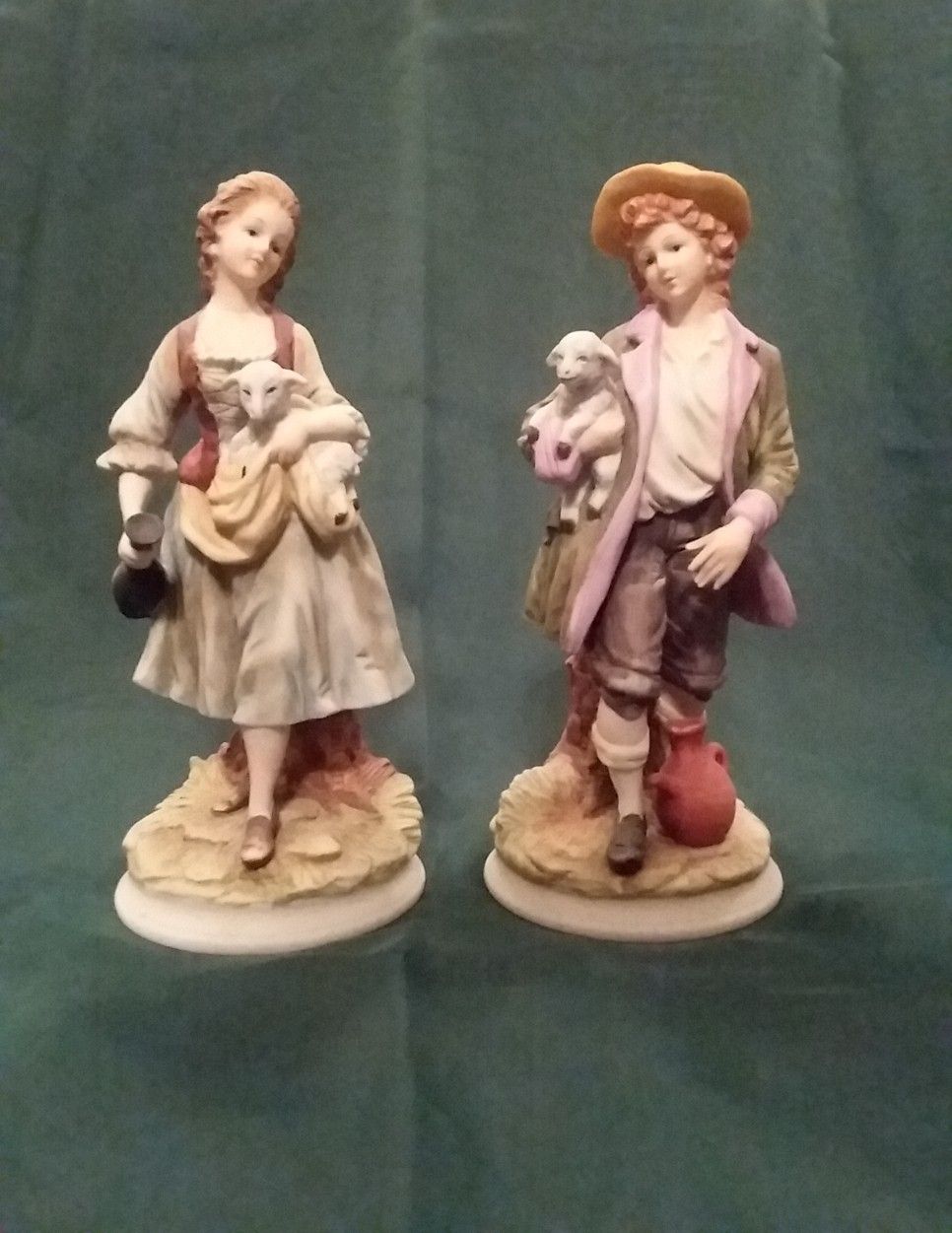 Vintage Andrea By Sadek Woman & Man/Lamb Figurines