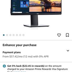 Frameless Dell Top Of The Line Computer Monitor