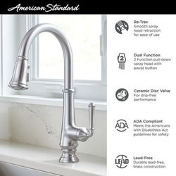 American Standard Pull-Down Kitchen Sink Faucet, Polished Chrome Brand New