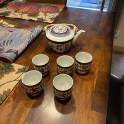 Japanese Teapot & 6 Matching Cups OMC 
