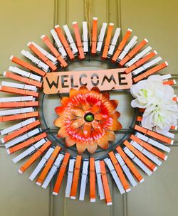 Beautiful!🧡🚪🌼WELCOME DOOR WREATH🌼🚪🧡handmade