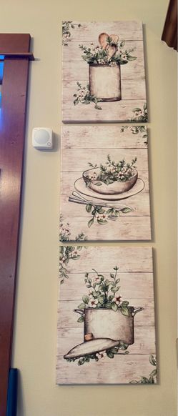 3-Piece Kitchen Canvas Wall Art Set – Rustic / Farmhouse Style