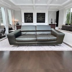  Roche BoBois Designer Leather Couch With Adjustable Headrests. Delivery Available