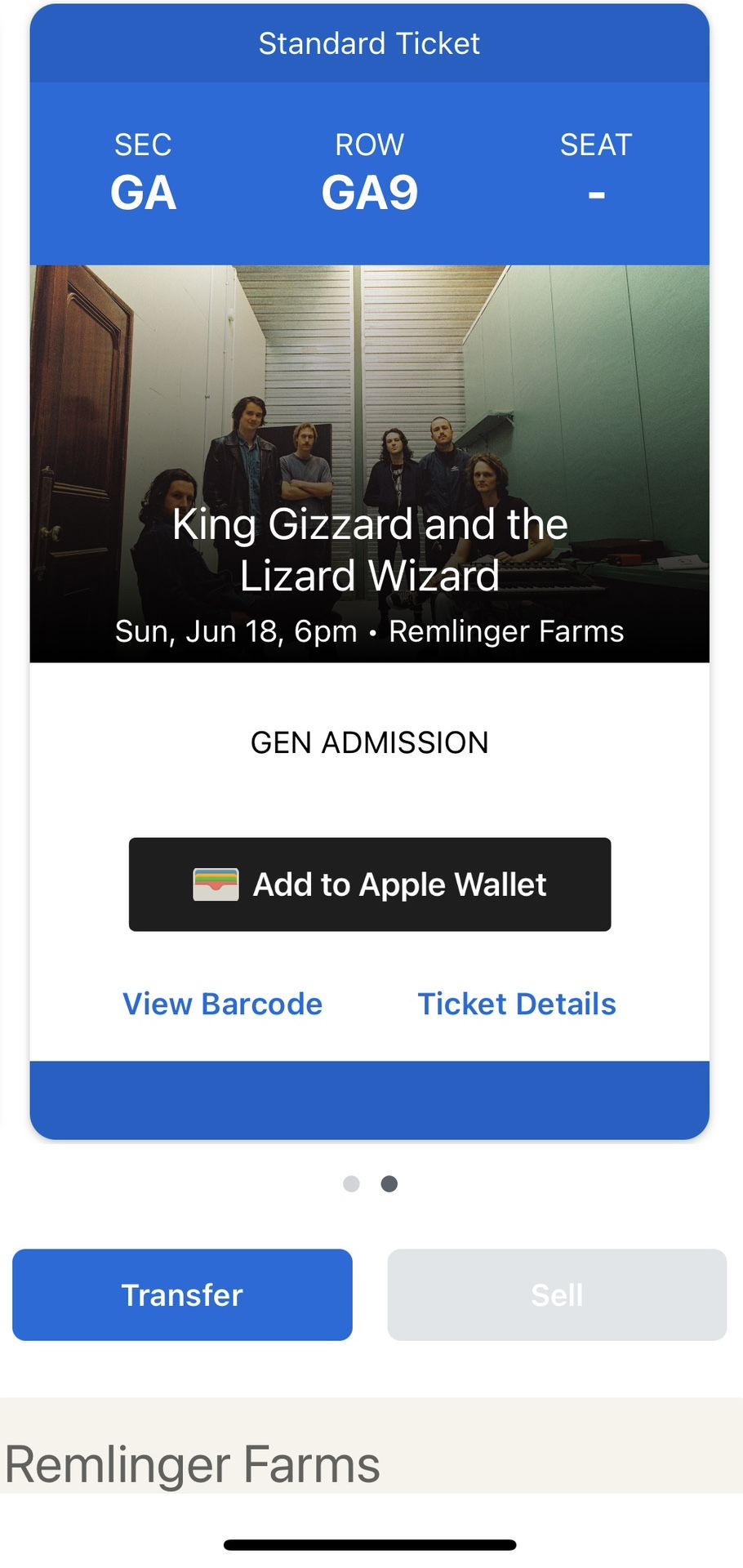King Gizzard Ticket - Sunday 6/18 - Seattle, WA area - SOLD OUT