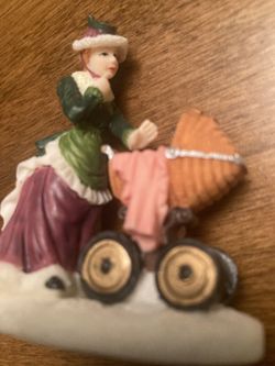 Christmas Village Mother W/ Stroller 