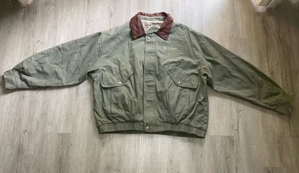 Vintage Men’s 2XL Dunbrooke Distinctive Images Green Jacket Leather Chevron XXL