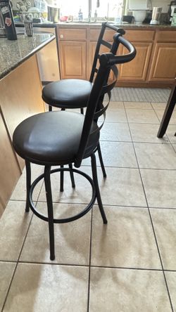 Pair of Black Metal Bar Stools