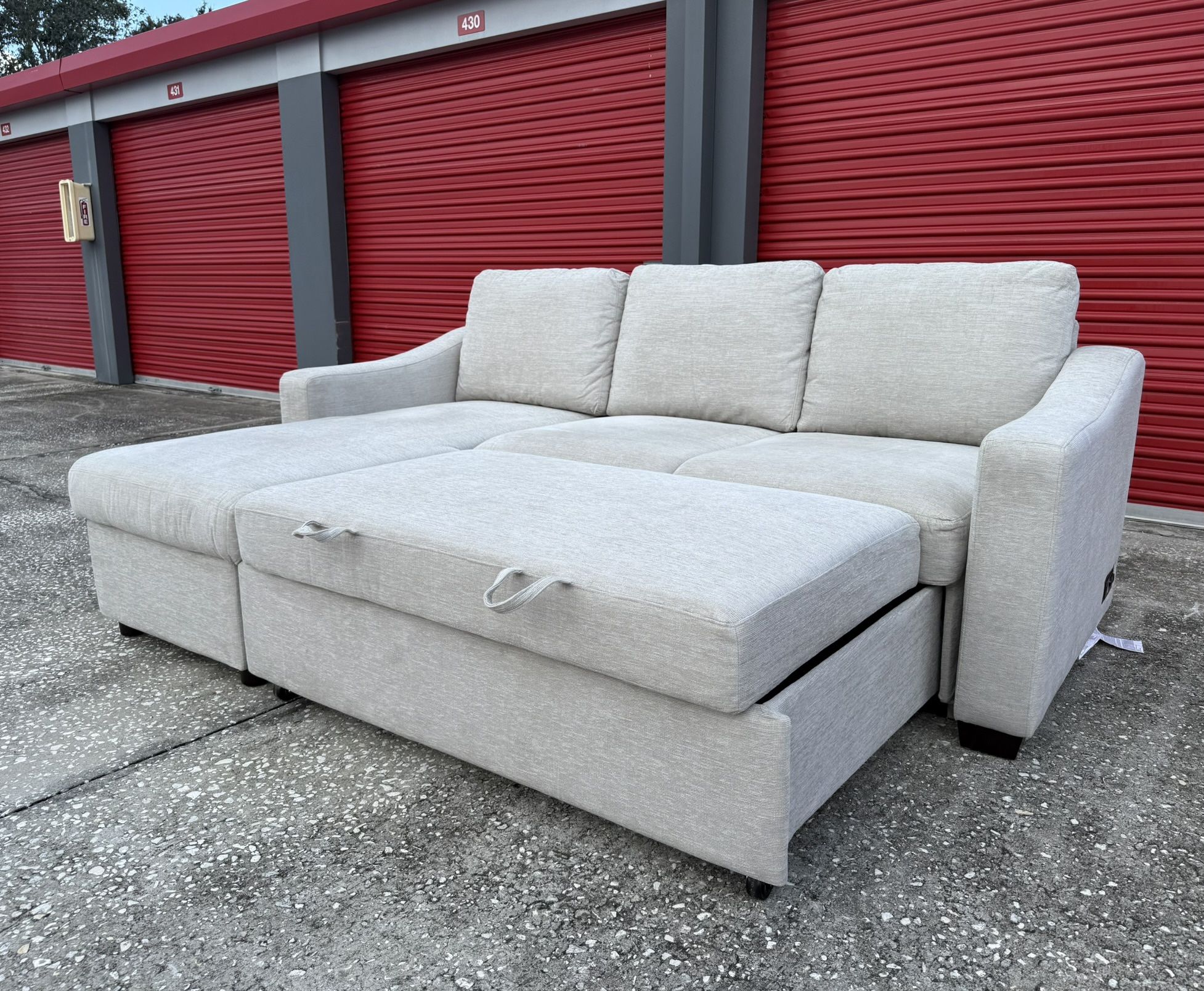 🏷OUTLET | COSTCO Coddle Aria Fabric Sleeper Sectional Sofa, Beige💥