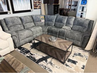 Gray Velvet Fabric Reclining Sectional Sofa ☎️😍❤️