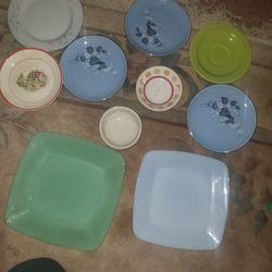 Vintage Glass Plates and Small Bowl