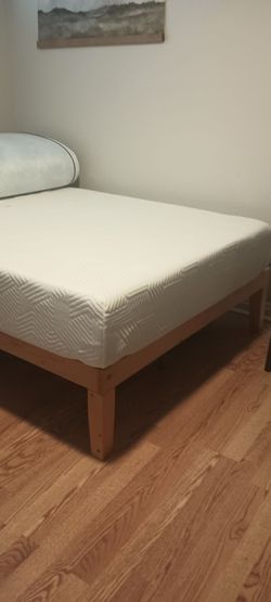 Full size bed with topper and platform frame