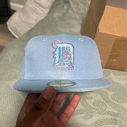 Brand New Hat Club Detroit Tigers 7 1/4 Fitted Hat “Cotton Candy” Colorway