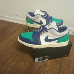 Air Jordan 1 Low Sail Deep Royal Blue Voile Bleu Men Size 12 New 