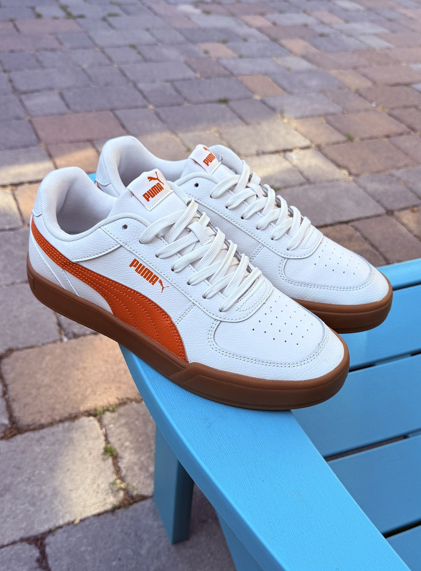 Mens PUMA Retro Lifestyle Athletic Low Top Sneakers White Orange 395193-10 Sz 10