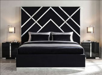 Brand New Black & Chrome Queen Bed Frame (Available in Eastern King)