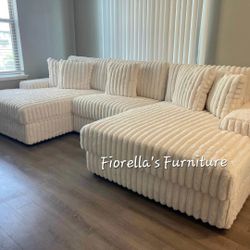 Costumize Ivory Color Fluffy Fabric Sectional Couch Set 🌟 Fast Delivery Extra Discount Code RSG 
🔥🔥 Mention OfferUp for this Special Price!!