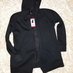 Women's ACTIVE LIFE Black Hooded Cardigan  Sweat Shirt Open Front XL