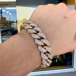 Jewelry 10k solid yellow gold Cuban big boy bracelet 25 CTW natural diamonds Bussdown iced out 8.5" 20mm 180 grams