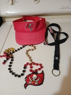 Tampa Bay buccaneers visor beads and vintage lanyard bundle