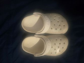 White glitter crocs