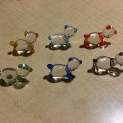 Glass Crystal TEDDY BEARS 6 Pieces 