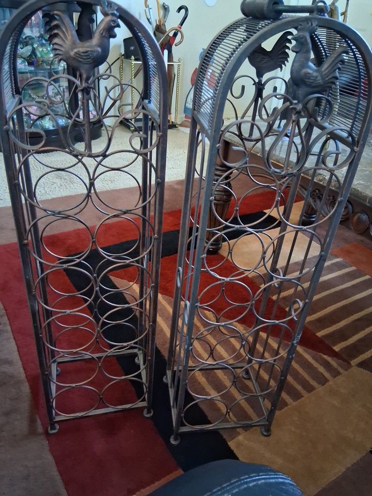 Rooster Wrought Iron 12 Bottle Wine Racks