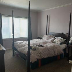 Queen Anne Cherry Wood Bed Frame 