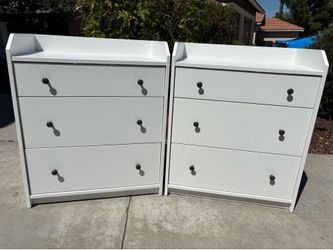 White Modern 6 Drawer Dresser Chest of Drawers Furniture Set Excellent Condition