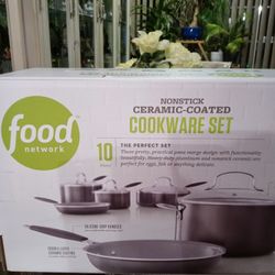 FOOD NETWORK 10 PIECE NONSTICK CERAMIC COATED COOKWARE SET