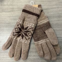 Men's Ragg Wool Snowflake Design Winter Gloves