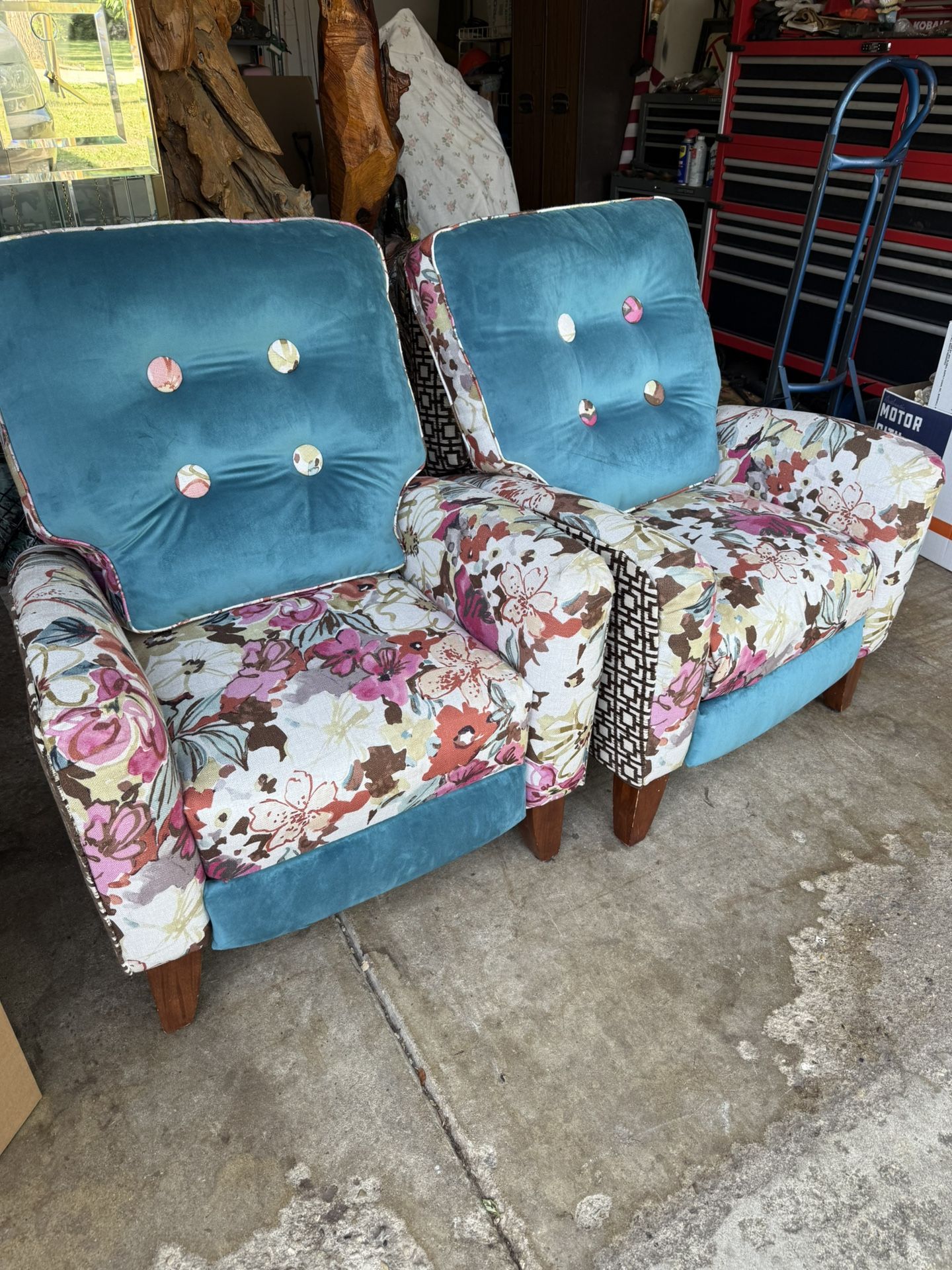 Two Custom Upholstered Recliners