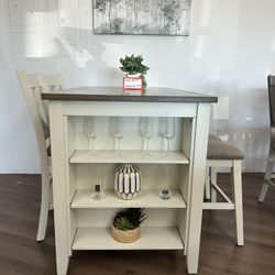 5pc Dining Table With Self Space & Barstools 