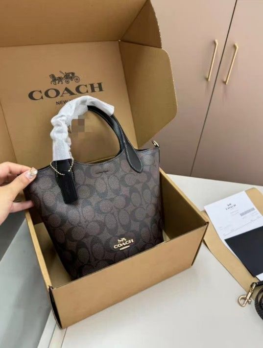 COACH Coach Hanna 18 Walnut Bucket Bag