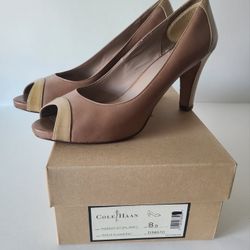Cole Haan Peep Toe Heels, Margot OT DTL/PMP 2 Size 8B