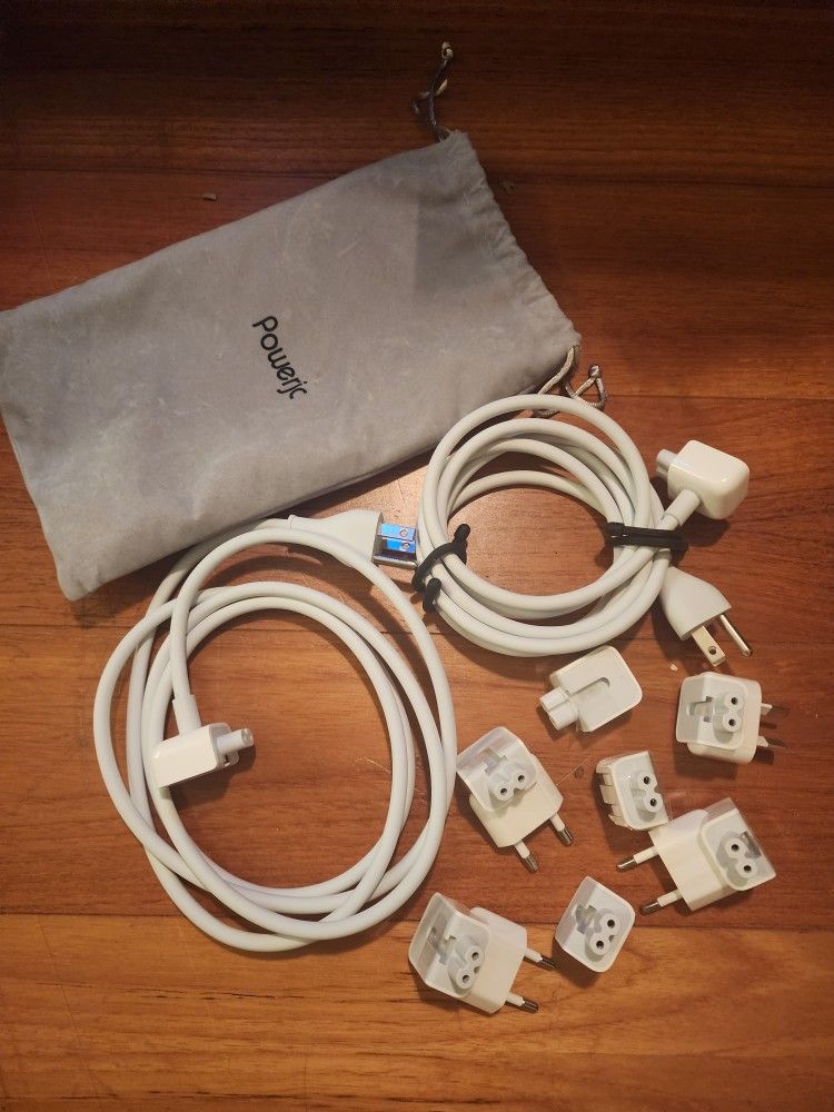 2 Power Extension Cable Cords For Apple MacBook Pro Adapter & World Travel Plug Adapter Kit