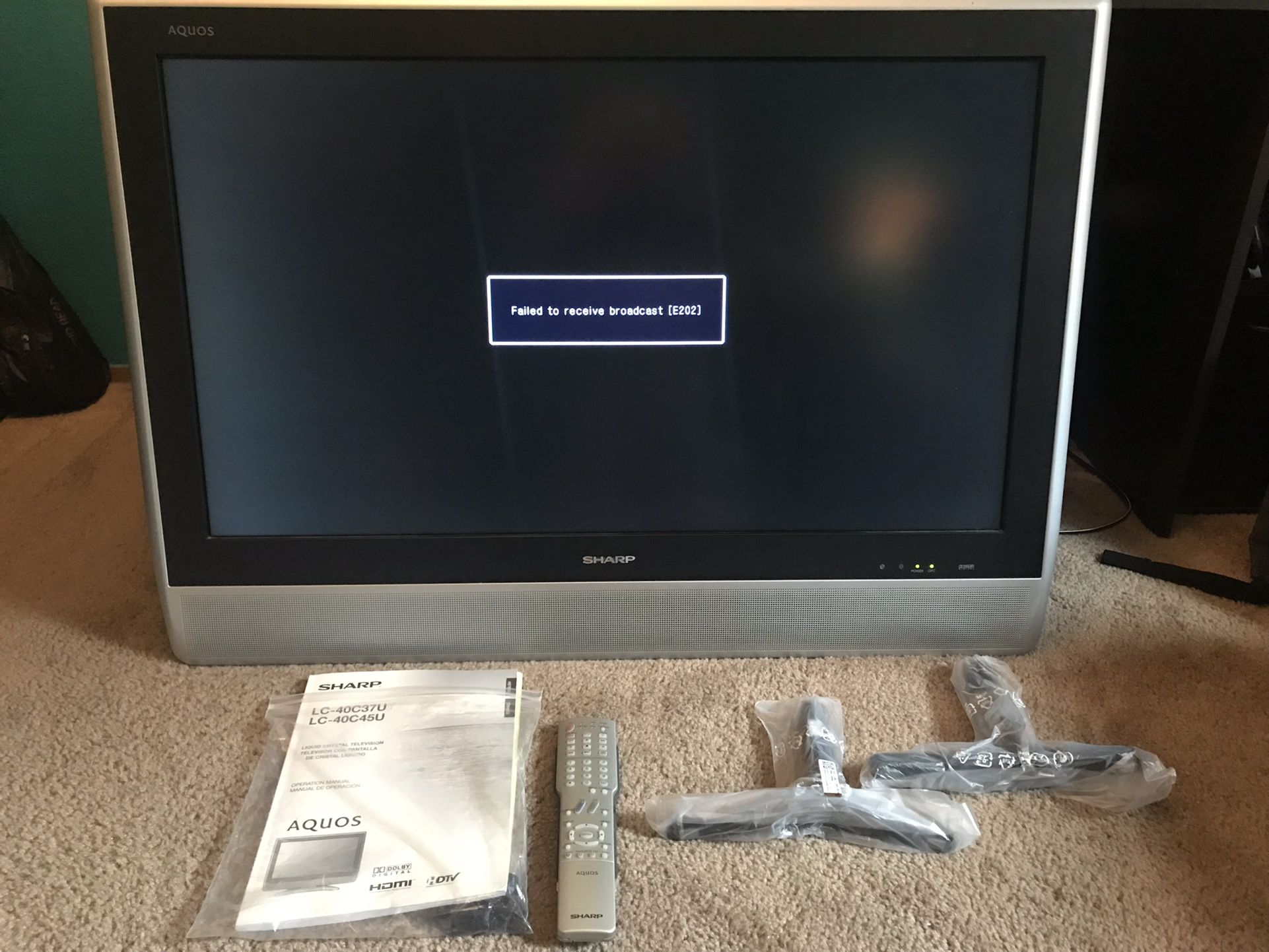 SHARP AQUOS 37” TV with Stand and Remote