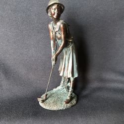 Golfing Girl Figure / Statue 9”