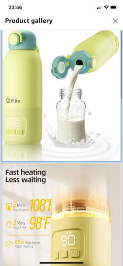 Portable Bottle Warmer for Travel, w/Reliable Warming, Extended Battery Life, Fast Heating of Breast Milk & Formula, 15 oz Large Capacity, Baby Bottle