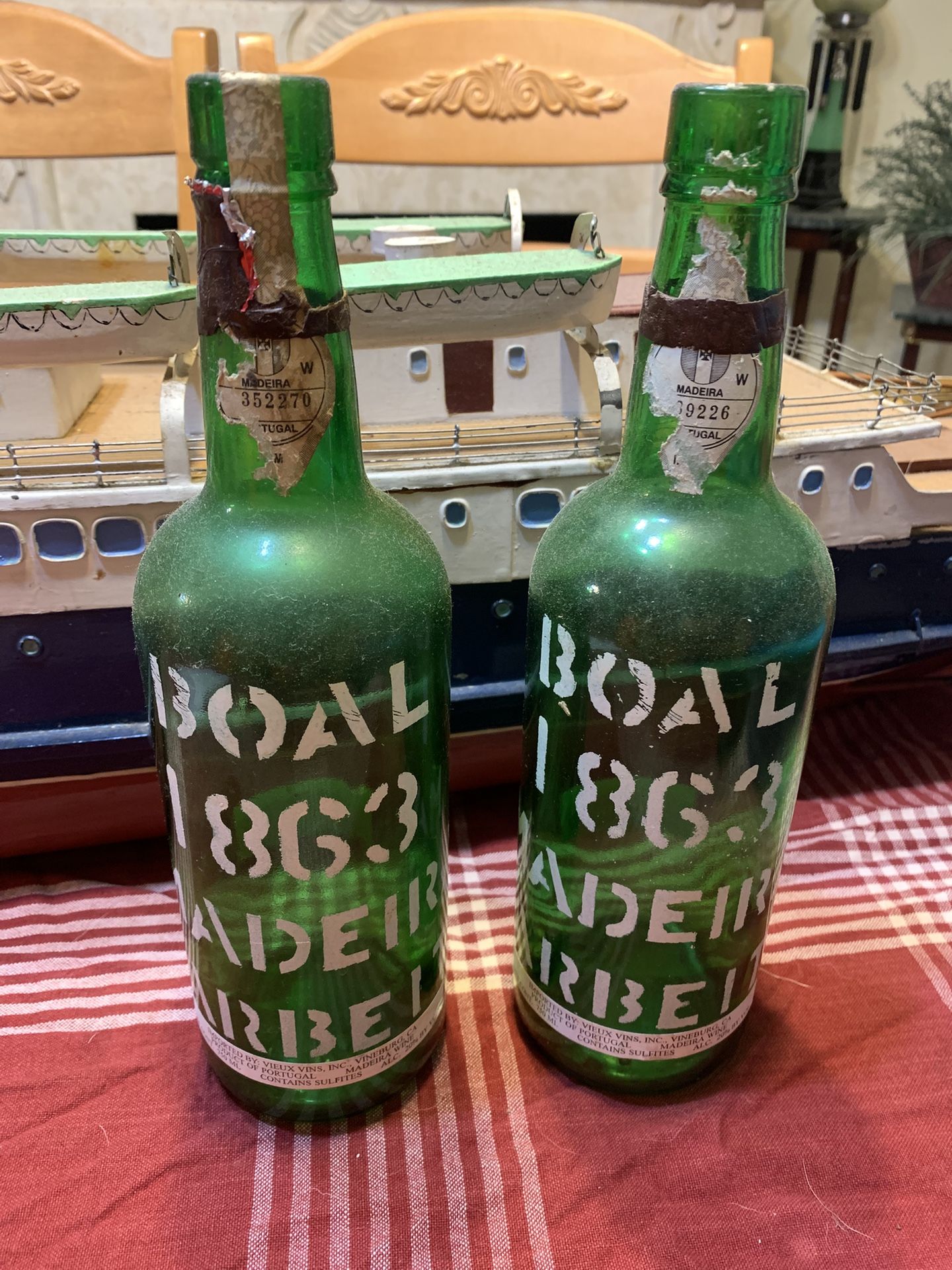 X2 Barbieto Madeira Bual Glass Bottles Empty Decor