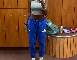 Nike Dark Blue Cuffed Sweatpants (small)