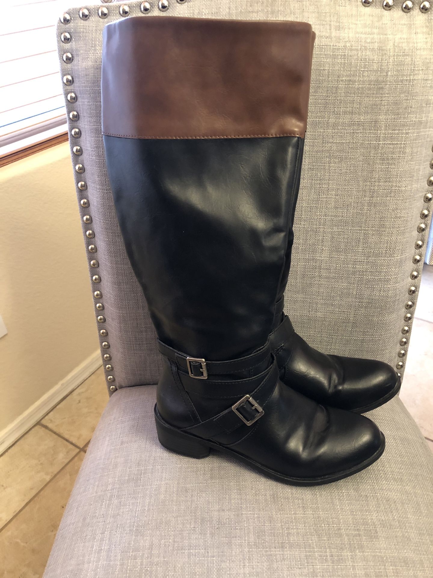 Two Tone Riding Boots - 7 1/2