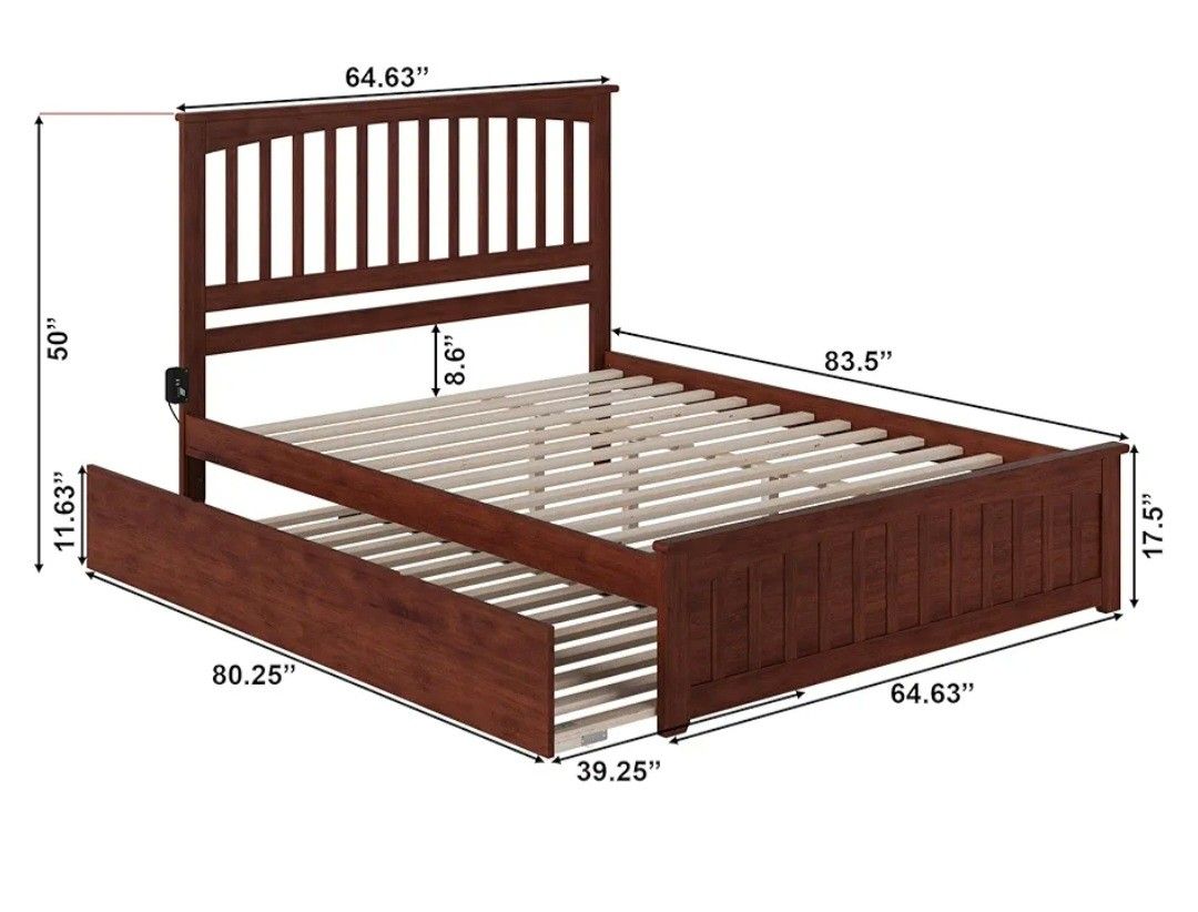 Queen Size Bed Frame With Twin XL Trundle