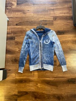Armani Exchange Woman’s Blue and Gray Zip-Up Hoodie