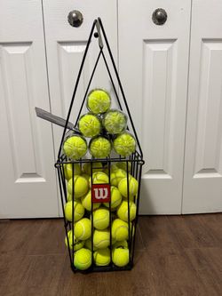 Wilson Tennis 75 Ball Pick-Up Hopper with 6 new cans of Penn Championship Balls