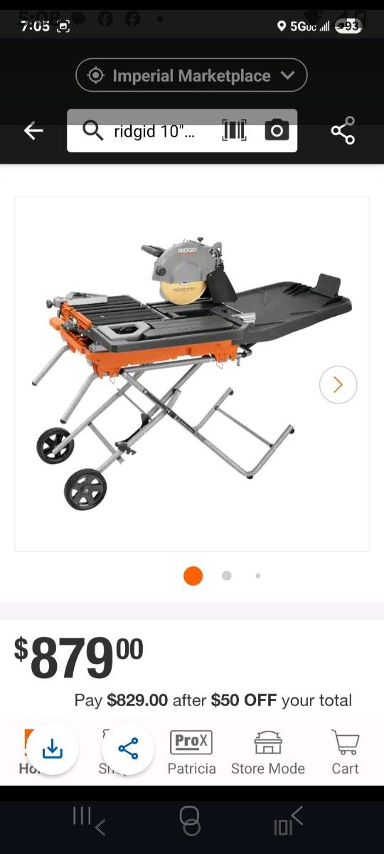 Rigid 10" Tile Wet Saw New