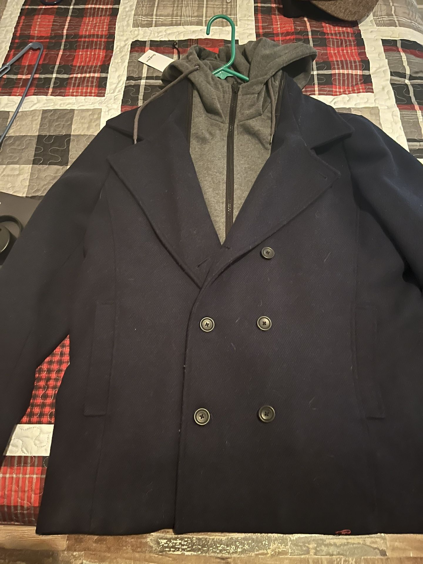 Grey And Navy Blue Pea coat Style Jacket 2x