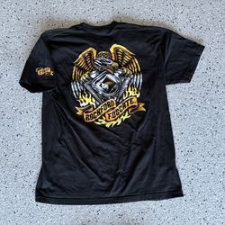 “ROCKFORD FOSGATE” Graphic Print Black Staff Shirt. Size 2XL. Pre Owned.