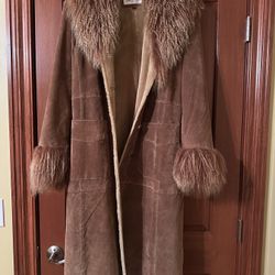 Vintage Fur/ suede/ Leather Trench Coat 