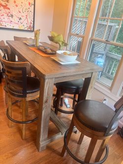 Rustic Bar Height Table with 4 Stools