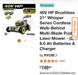 Lawn mover Ryoby whisper self propelled 40v baterias y Cargador